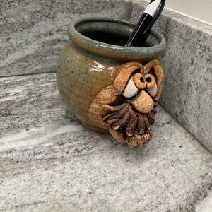 Handcrafted Ceramic Face Mug Pen Holder